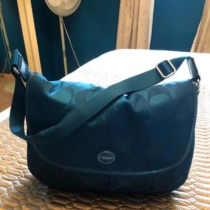 Original peacock blue Coach messenger bag